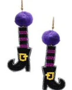 Beaded Witch Shoes Dangle Earrings