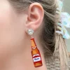 Beer Bottle Crystal Dangle Earrings