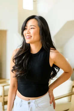 Best Friends Cropped Tank in Black