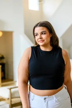 Best Friends Cropped Tank in Black