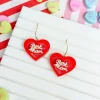 'Best Mom' Acrylic Heart Dangle Earrings