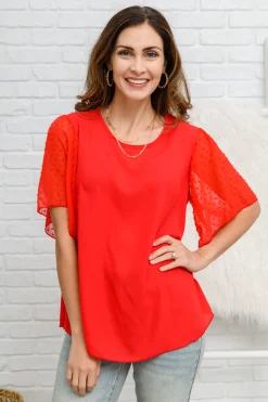Best Of My Love Short Sleeve Blouse In Red