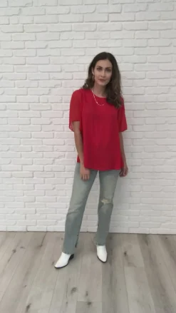 Best Of My Love Short Sleeve Blouse In Red