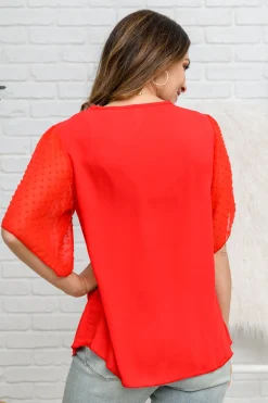 Best Of My Love Short Sleeve Blouse In Red