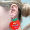 'Best Teacher Ever' Apple Dangle Earrings