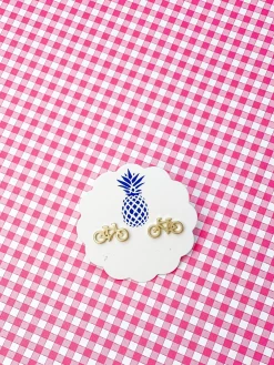 Bicycle Stud Earrings - Gold