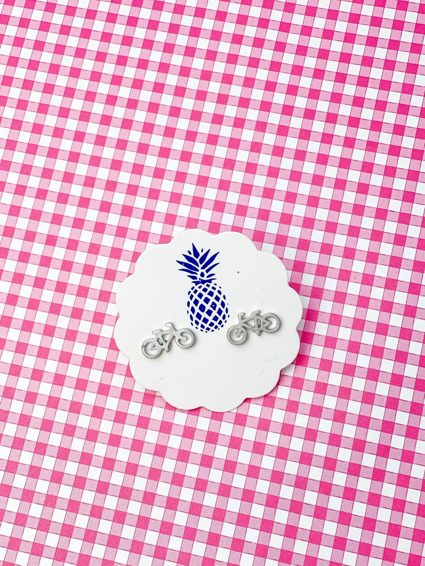 Bicycle Stud Earrings - Silver