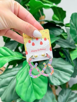 Birthday Confetti Heart Hoop Earrings