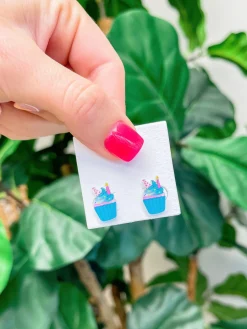 Birthday Cupcake Acrylic Stud Earrings