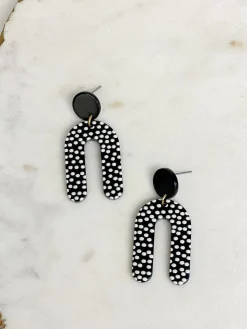 Black & White Dotted Arch Dangles