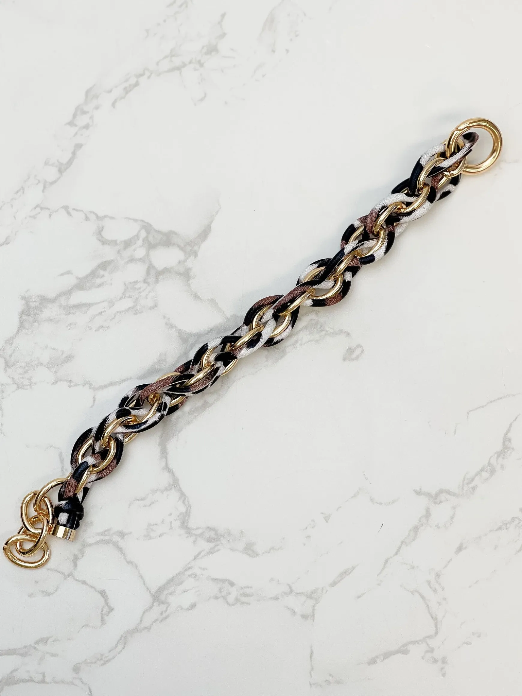 Black & White Marbled Gold Chain Link Bracelet
