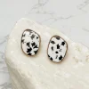 Black & White Stone Post Earring