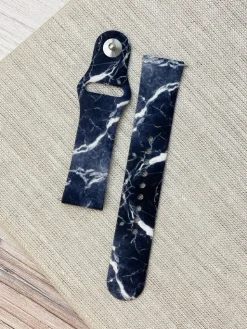 Black Marble Print Silicone Band For Fitbit Versa 1/2