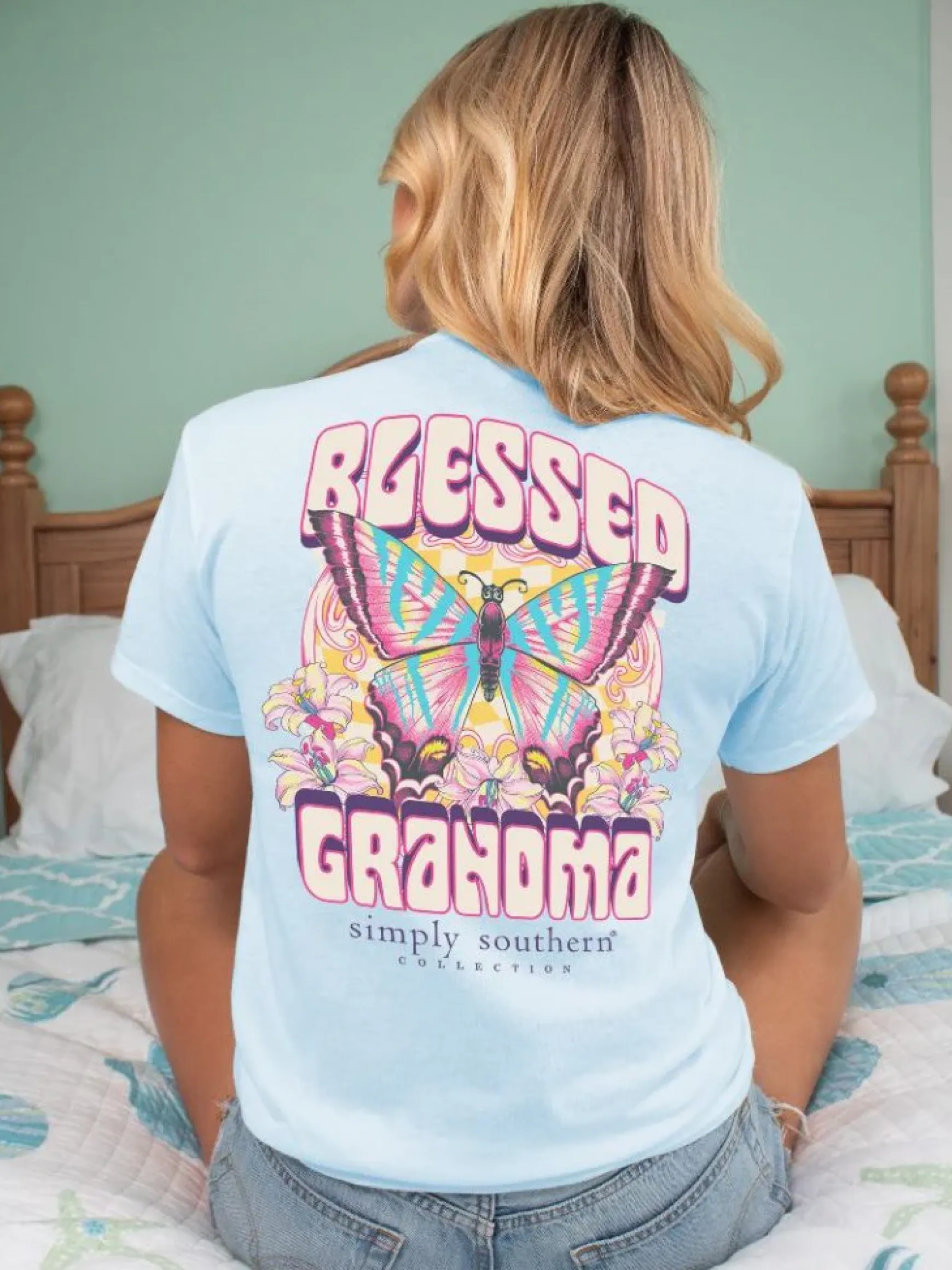 'Blessed Grandma' Butterfly Short Sleeve Tee by Simply Southern