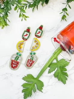 Bloody Mary Beaded Dangle Earrings