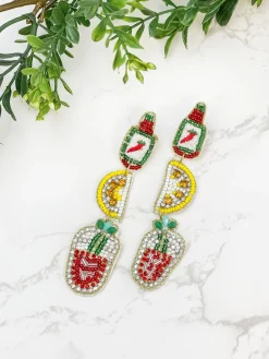Bloody Mary Beaded Dangle Earrings