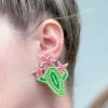 Blooming Cactus Beaded Dangle Earrings
