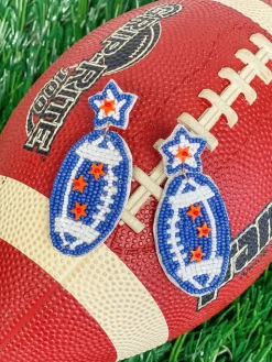 Blue & Orange Football Dangle Earrings