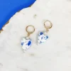 Blue & White Ceramic Pearl Drop Earrings