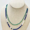 Blue Bead & Pearl Dual Layer Necklace