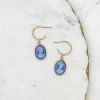 Blue Cameo Drop Earrings