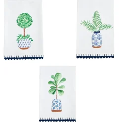 Blue Potted Plant Towels by Mud Pie