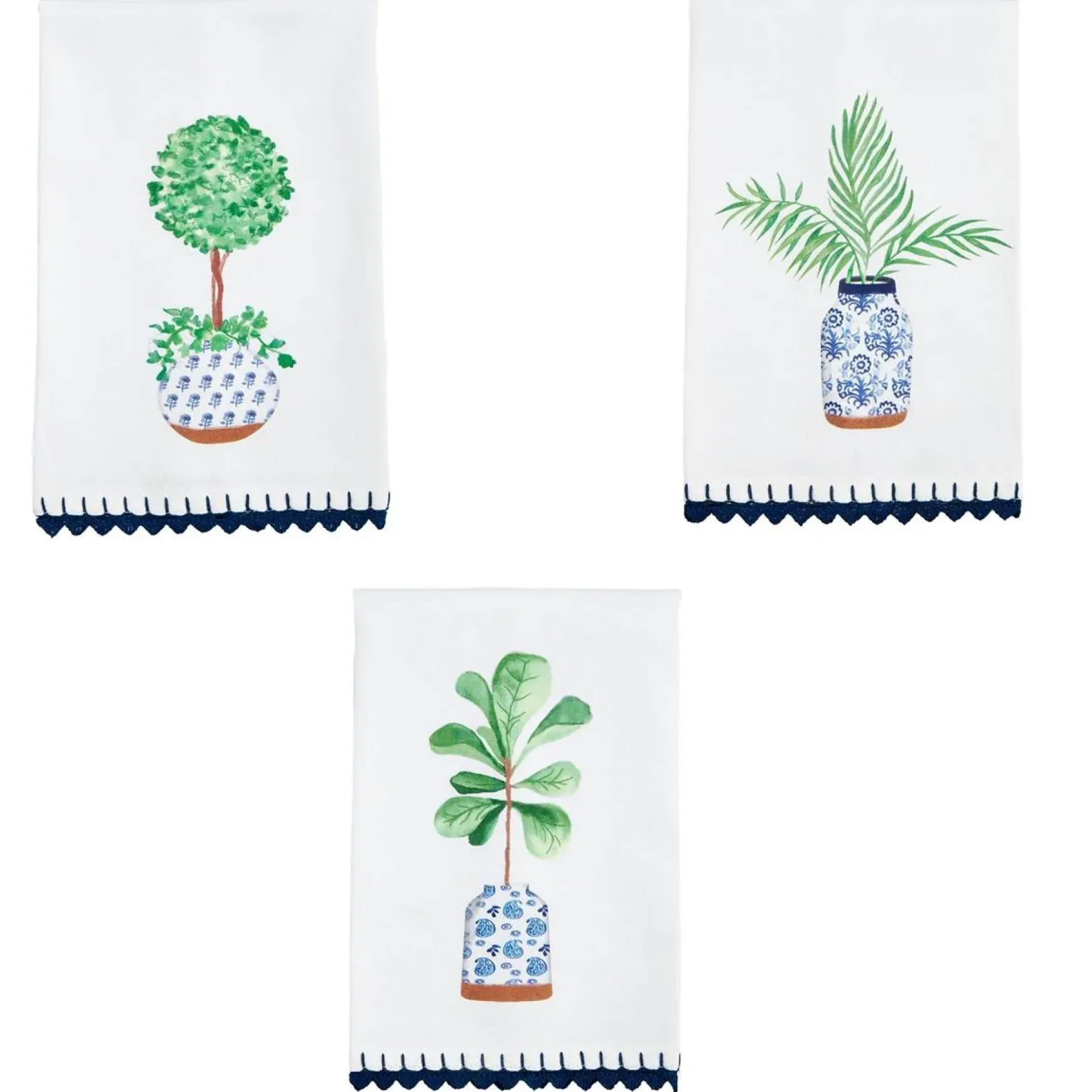 Blue Potted Plant Towels by Mud Pie