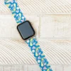 Blue Tropical Printed Silicone Smart Watch Band - S/M