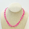 Bold Flat Chainlink Necklace - Fuchsia