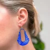 Bold Seed Bead Dangle Earrings - Blue
