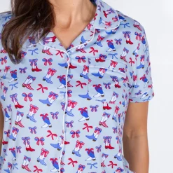 Boots n' Bows Short Sleeve Button Up Sleep Shirt