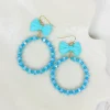 Bow Post Open Dangle Earrings - Turquoise