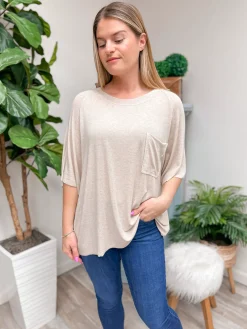 Boxy Raglan Pocket Tee by POL - Latte