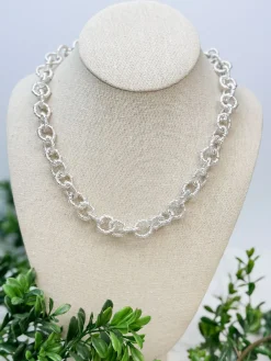 Braided Link Necklace - Silver