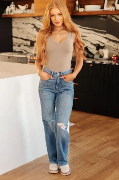 Bree High Rise Control Top Distressed Straight Jeans by Judy Blue