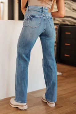 Bree High Rise Control Top Distressed Straight Jeans by Judy Blue