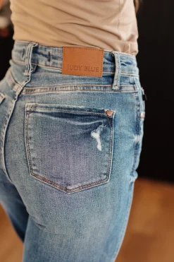 Bree High Rise Control Top Distressed Straight Jeans by Judy Blue