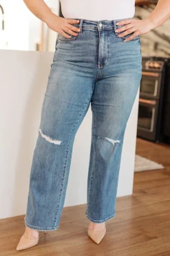 Bree High Rise Control Top Distressed Straight Jeans by Judy Blue
