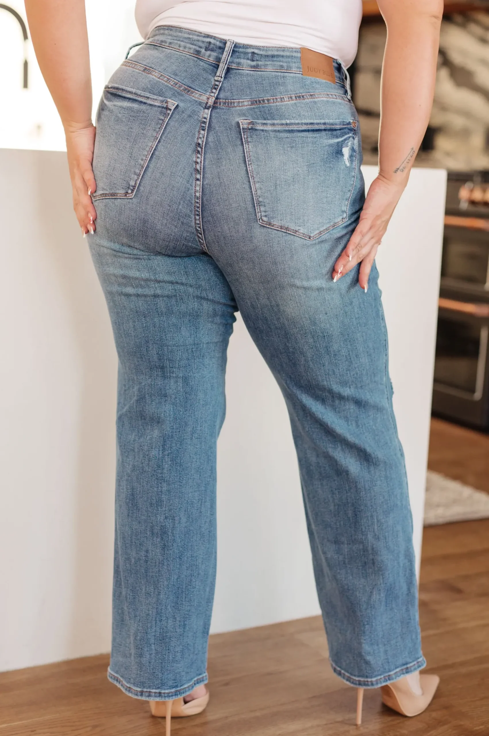 Bree High Rise Control Top Distressed Straight Jeans by Judy Blue