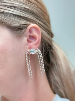 Bridal Pearl & Rhinestone Dangle Earrings