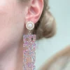 'Bride' Acrylic Glitter Dangle Earrings - Multi