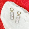 'Bride' Ticket Huggie Hoop Dangle Earring