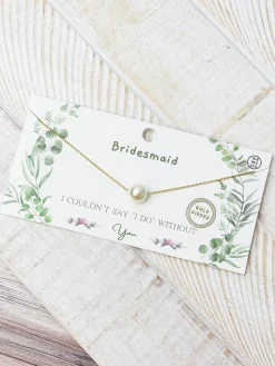 Bridesmaid Pearl Pendant Necklace - Gold