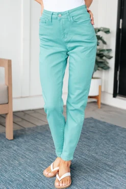 Bridgette High Rise Garment Dyed Slim Jeans in Aquamarine by Judy Blue