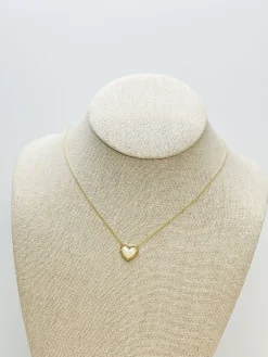 Bright Gold-Dipped Heart Charm Necklace - White