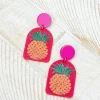 Bright Pineapple Printed Dangle Earrings