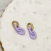 Bright Silicone Chain Dangle Earrings - Lavender