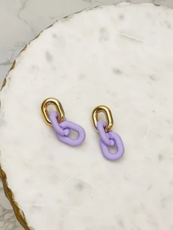 Bright Silicone Chain Dangle Earrings - Lavender