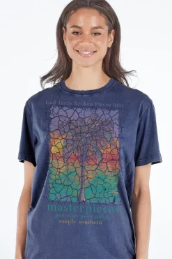 'Broken Pieces Into Masterpieces' Mineral Wash Short Sleeve Tee by Simply Southern
