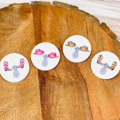 Brown Cowboy Hat Signature Enamel Studs by Prep Obsessed